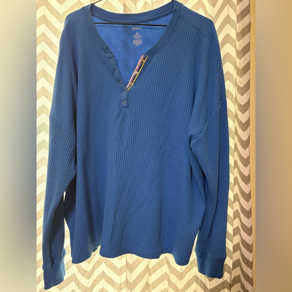 Sonoma Blue Waffle Knit Henley Top